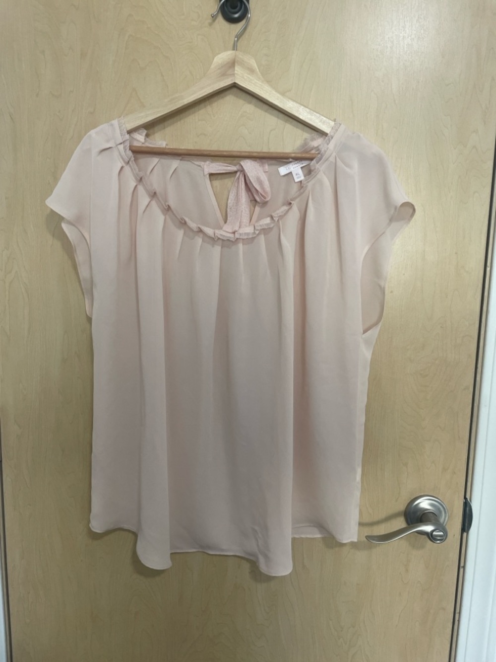 LC Lauren Conrad Blush Tie-Neck Cap Sleeve Blouse XL - Picture 7 of 9